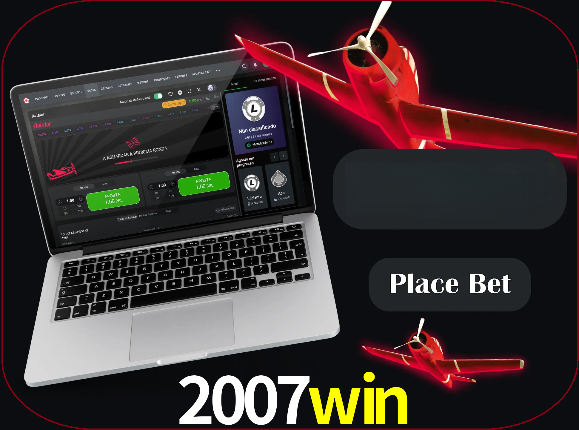 Especifique a quantia de dinheiro e faça uma aposta.