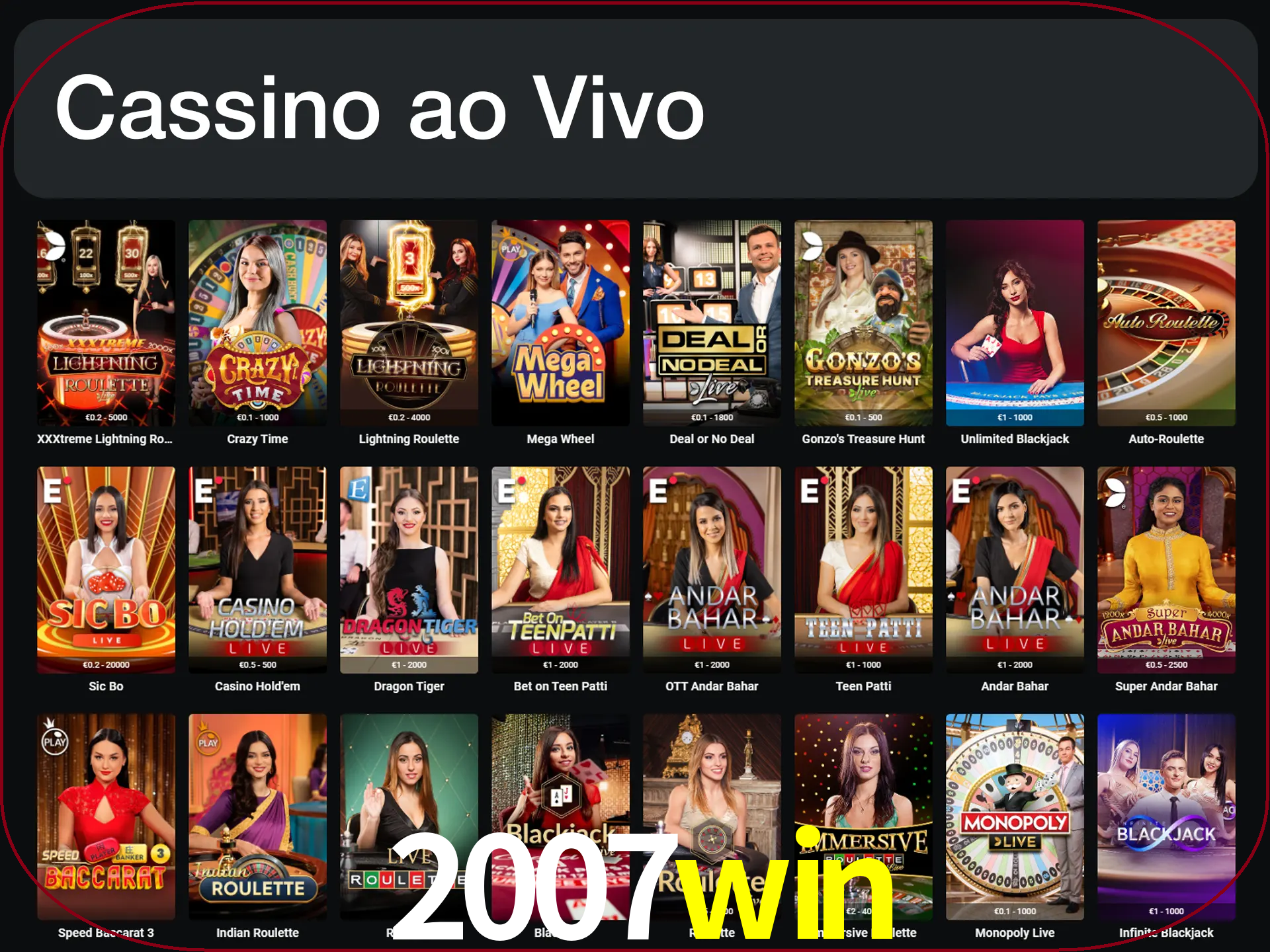 Jogue jogos de cassino com um verdadeiro dealer.