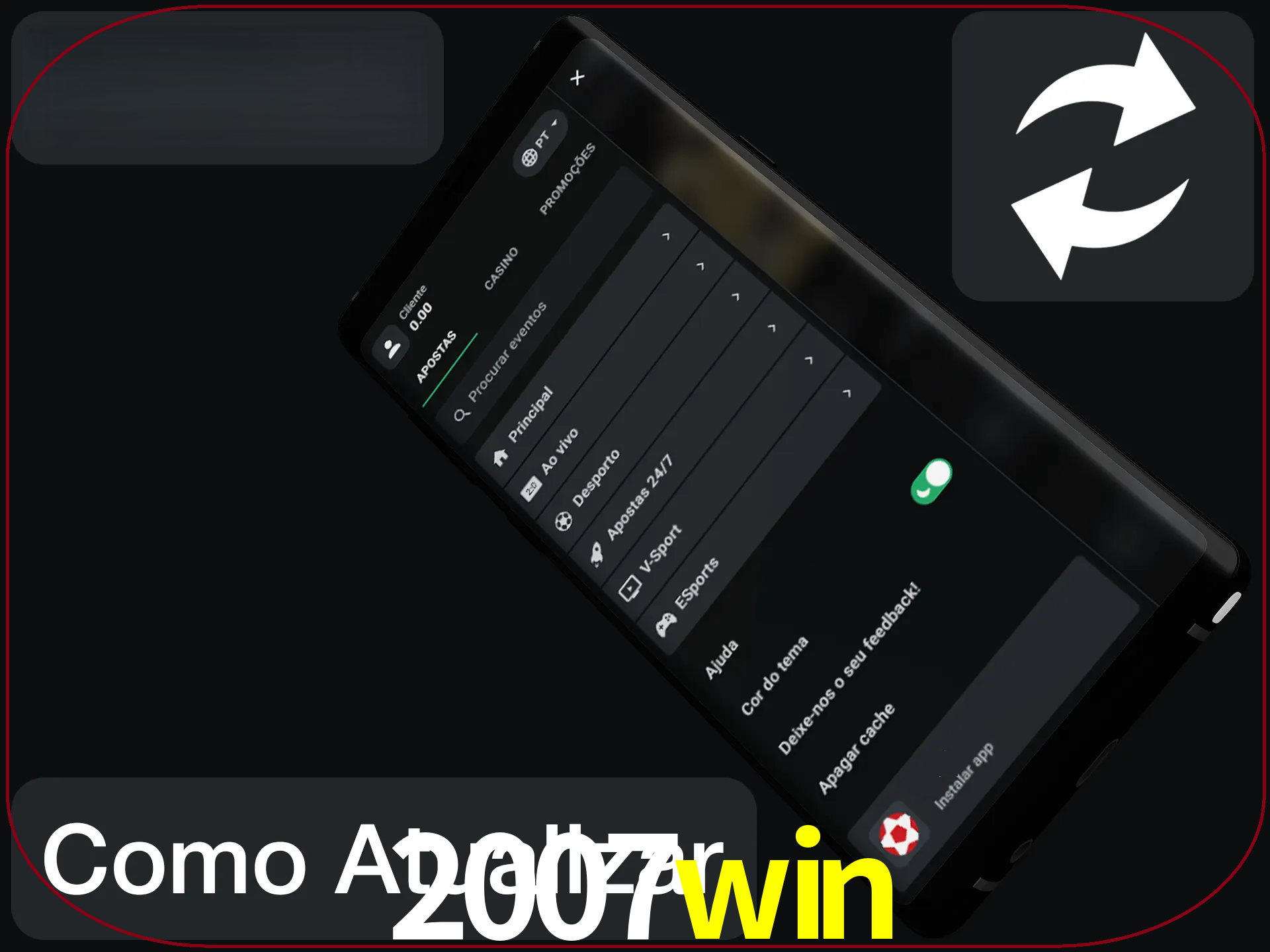 O aplicativo é atualizado automaticamente quando você faz o login.