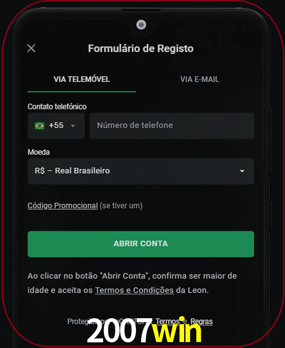 Abra o aplicativo e inicie o processo de registro.
