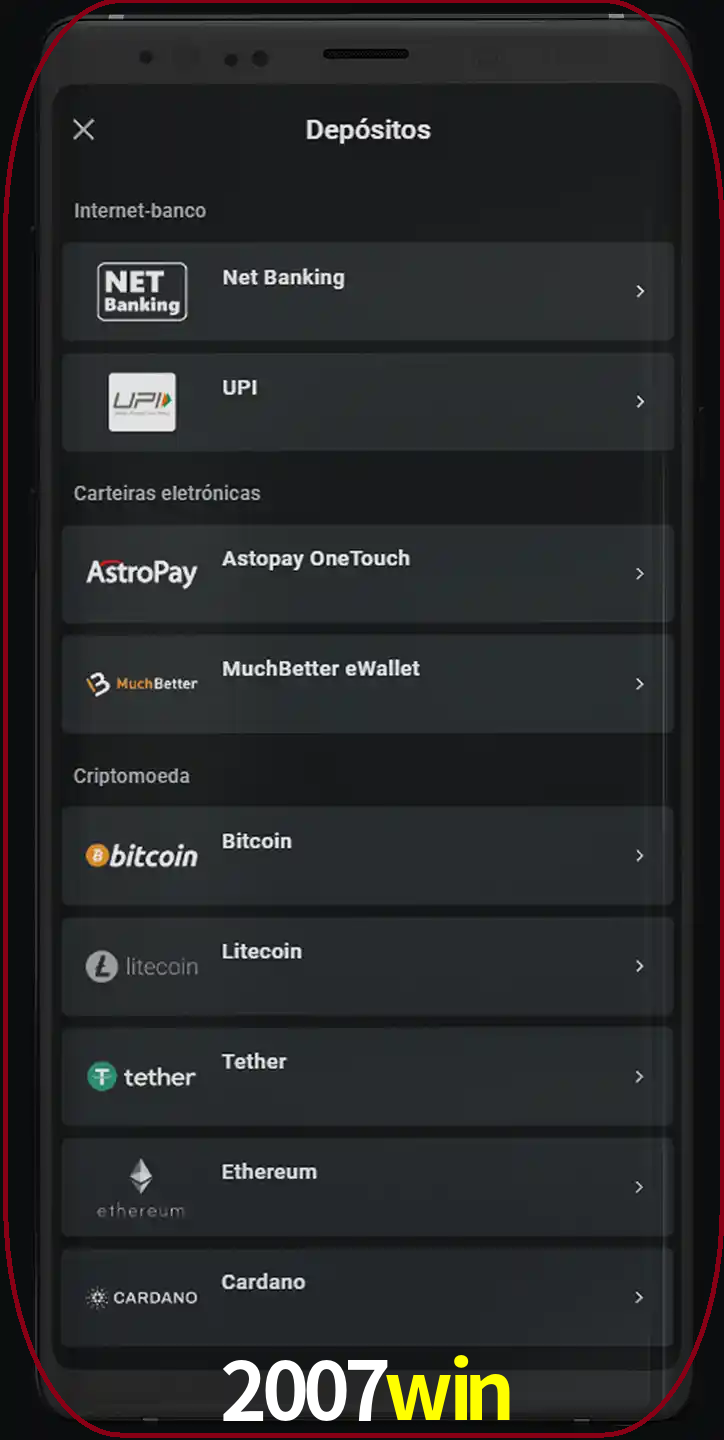 Você pode usar métodos alternativos de depósito.