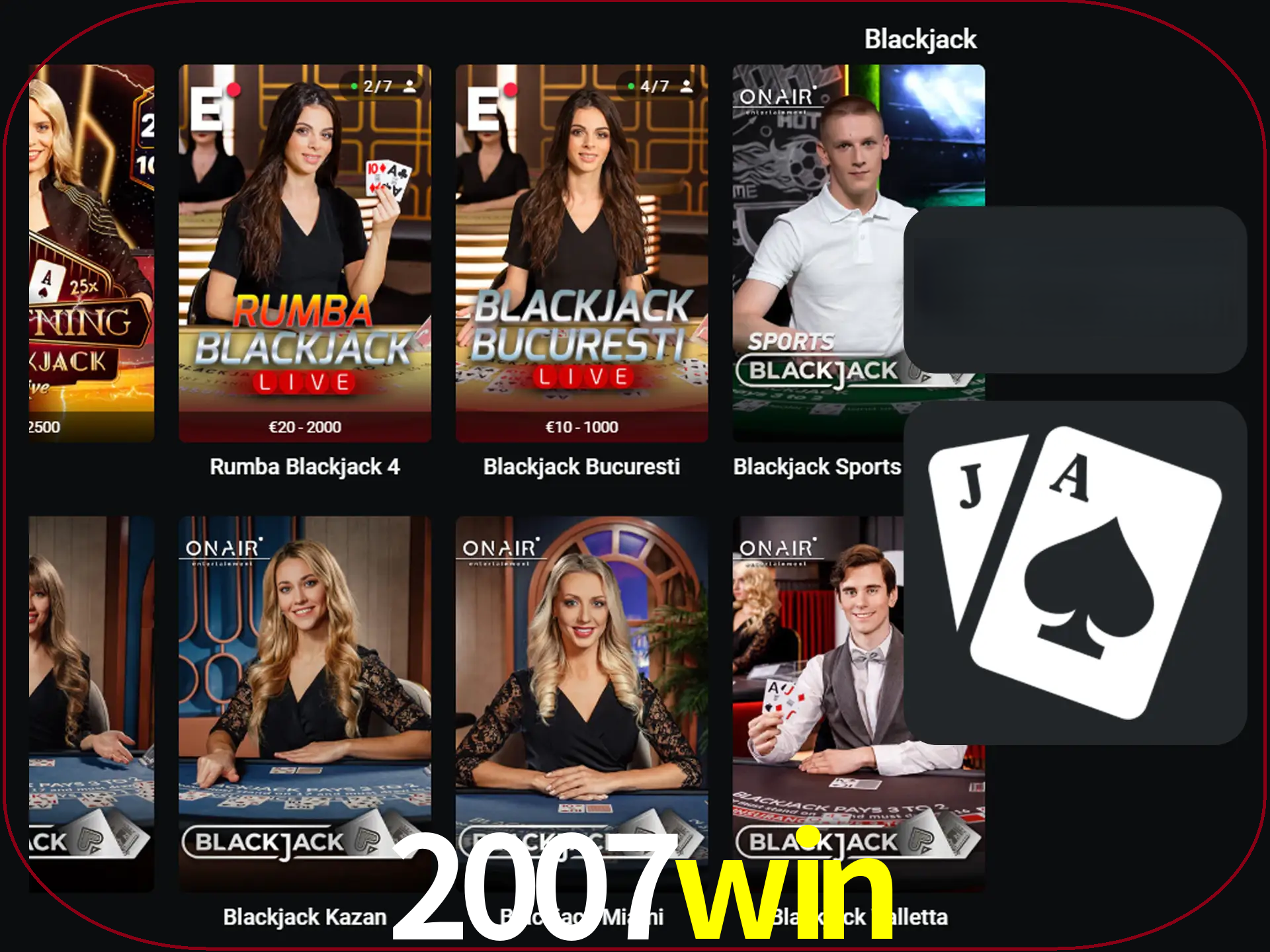 Escolha uma mesa completa de jogadores de blackjack.